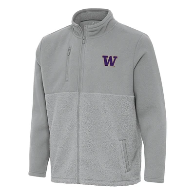 Men's Antigua Gray Washington Huskies Daily Fused Full-Zip Jacket