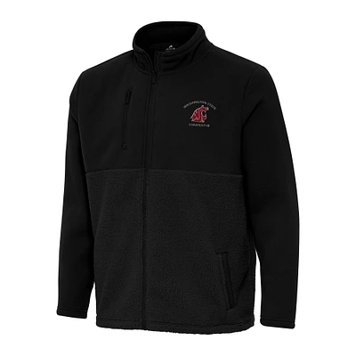 Men's Antigua Black Washington State Cougars Daily Fused Full-Zip Jacket
