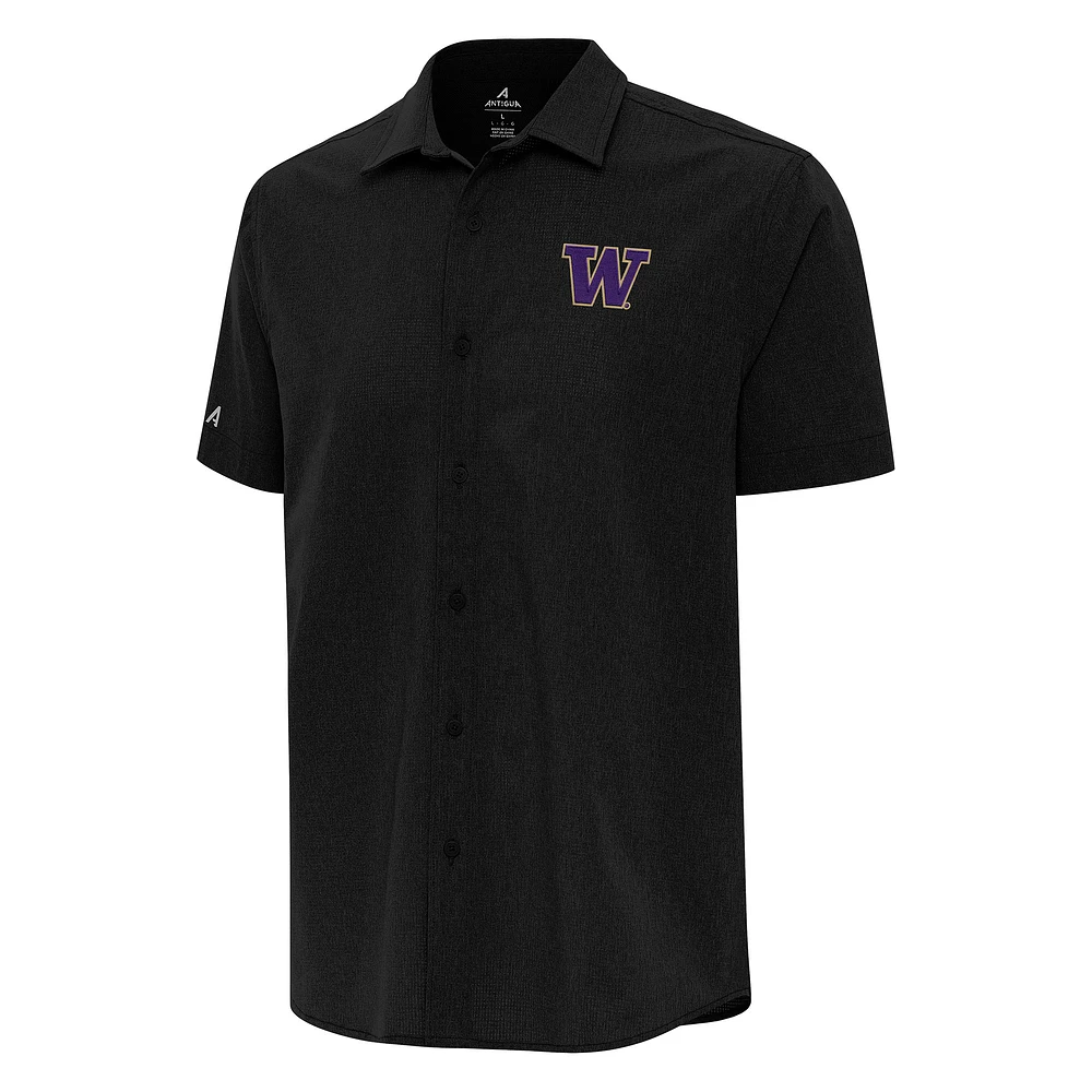 Men's Antigua Washington Huskies Activate Woven Short Sleeve Button-Up Shirt