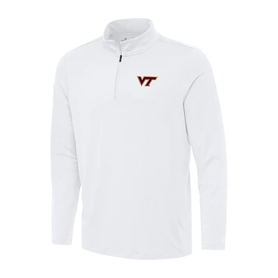 Men's Antigua White Virginia Tech Hokies Reprocess Quarter-Zip Top