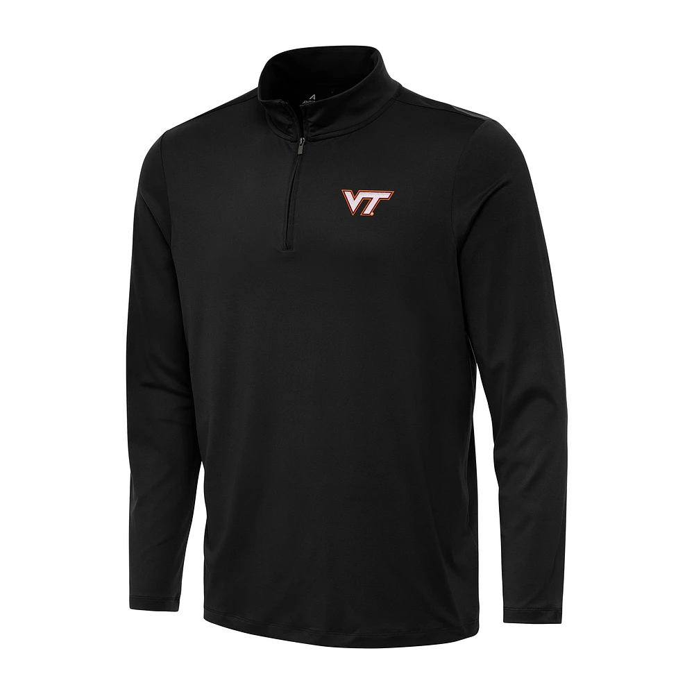 Men's Antigua Black Virginia Tech Hokies Reprocess Quarter-Zip Top