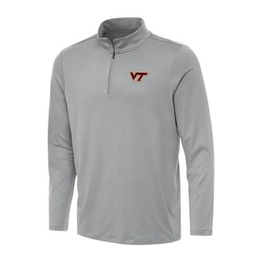 Men's Antigua Gray Virginia Tech Hokies Reprocess Quarter-Zip Top