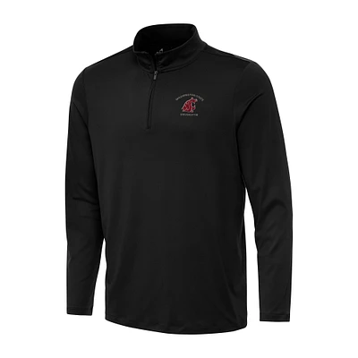 Men's Antigua Black Washington State Cougars Reprocess Quarter-Zip Top