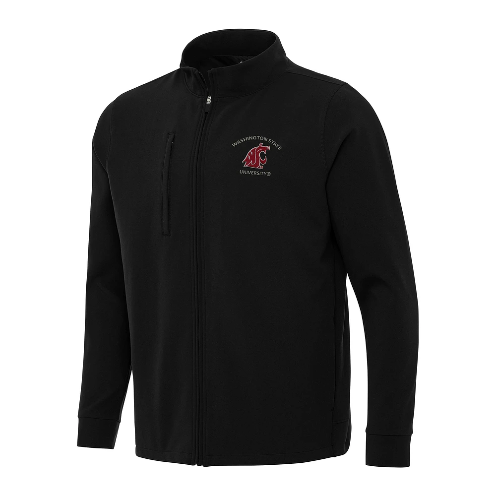 Men's Antigua Black Washington State Cougars Regard Full-Zip Jacket