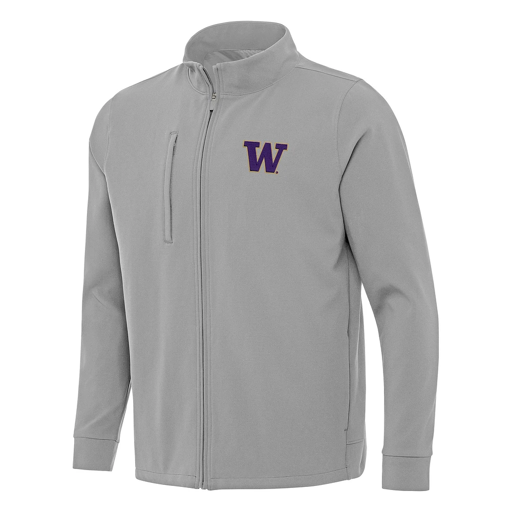 Men's Antigua Gray Washington Huskies Regard Full-Zip Jacket