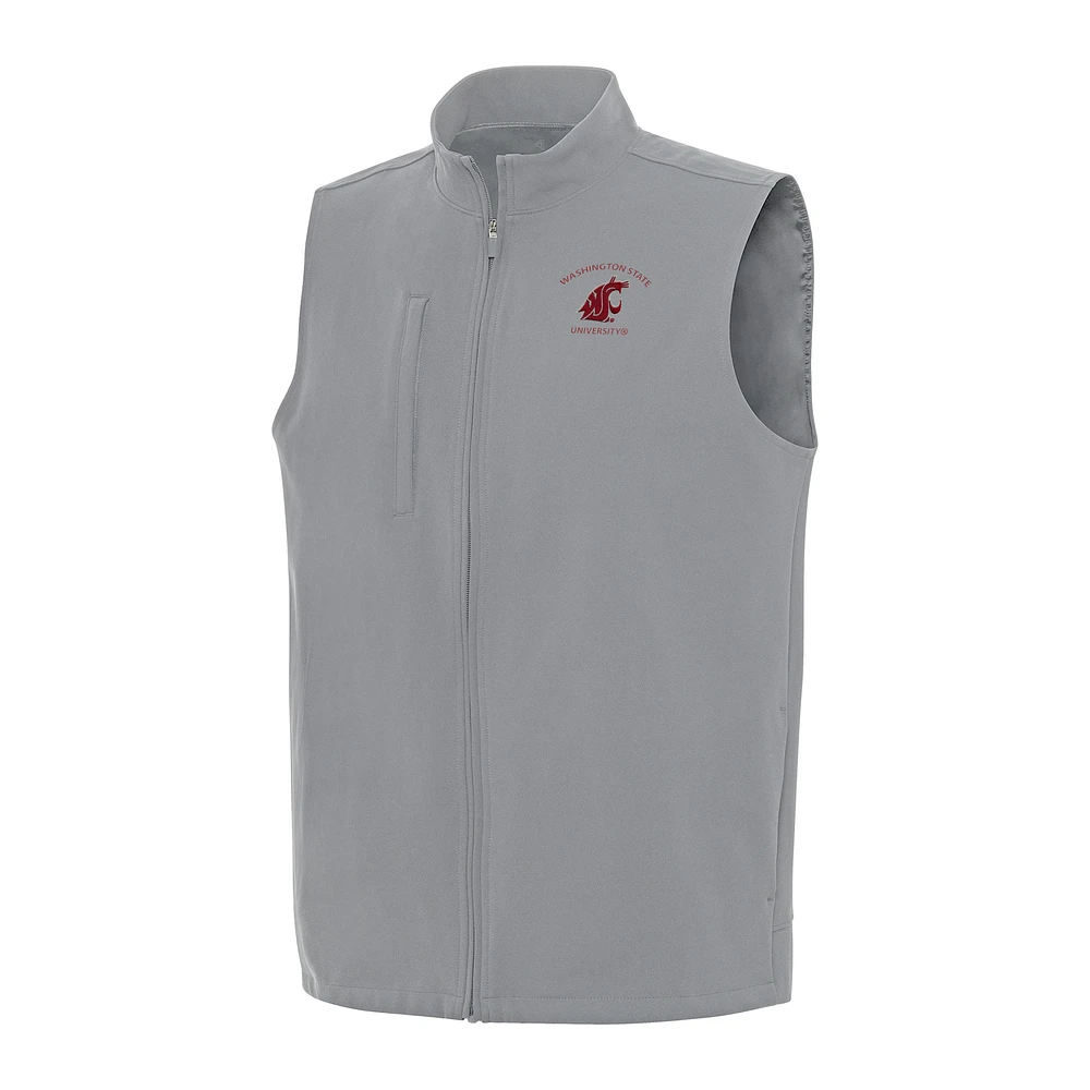 Men's Antigua Gray Washington State Cougars Regard Full-Zip Vest