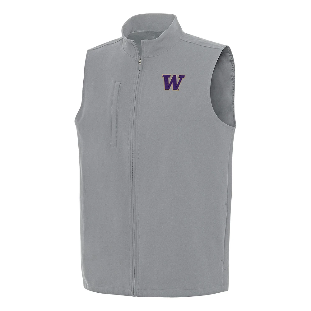 Men's Antigua Gray Washington Huskies Regard Full-Zip Vest