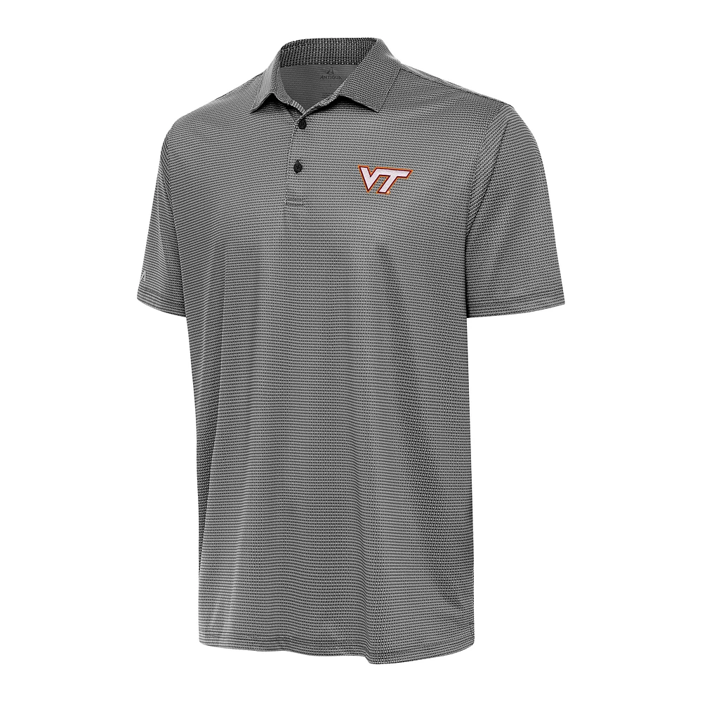 Men's Antigua Black/White Virginia Tech Hokies Rings Polo