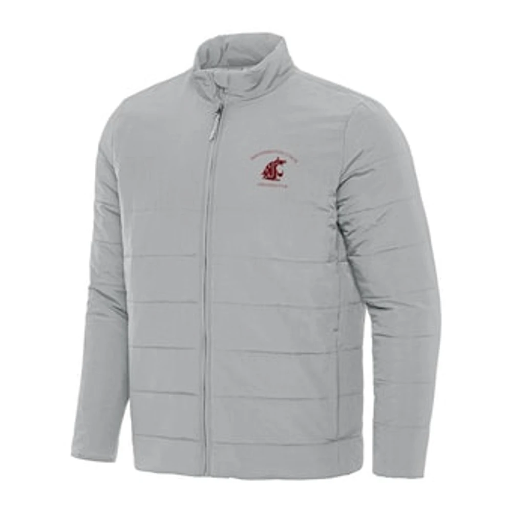 Men's Antigua Gray Washington State Cougars Swelter Full-Zip Puffer Jacket