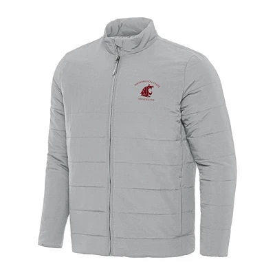Men's Antigua Gray Washington State Cougars Swelter Full-Zip Puffer Jacket