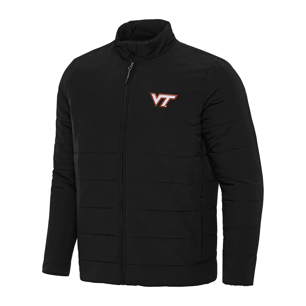 Men's Antigua Black Virginia Tech Hokies Swelter Full-Zip Puffer Jacket