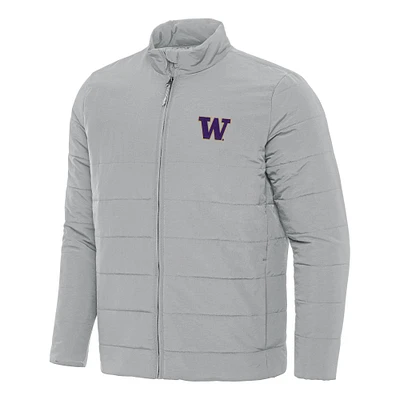 Men's Antigua Gray Washington Huskies Swelter Full-Zip Puffer Jacket