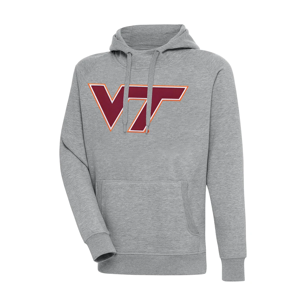 Men's Antigua Heather Gray Virginia Tech Hokies Big & Tall Victory Raglan Pullover Hoodie