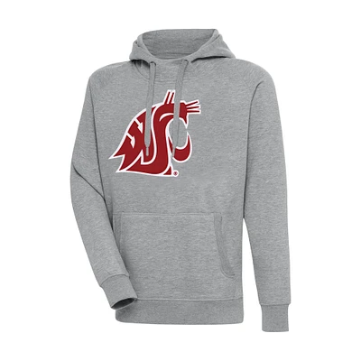 Men's Antigua Heather Gray Washington State Cougars Big & Tall Victory Raglan Pullover Hoodie