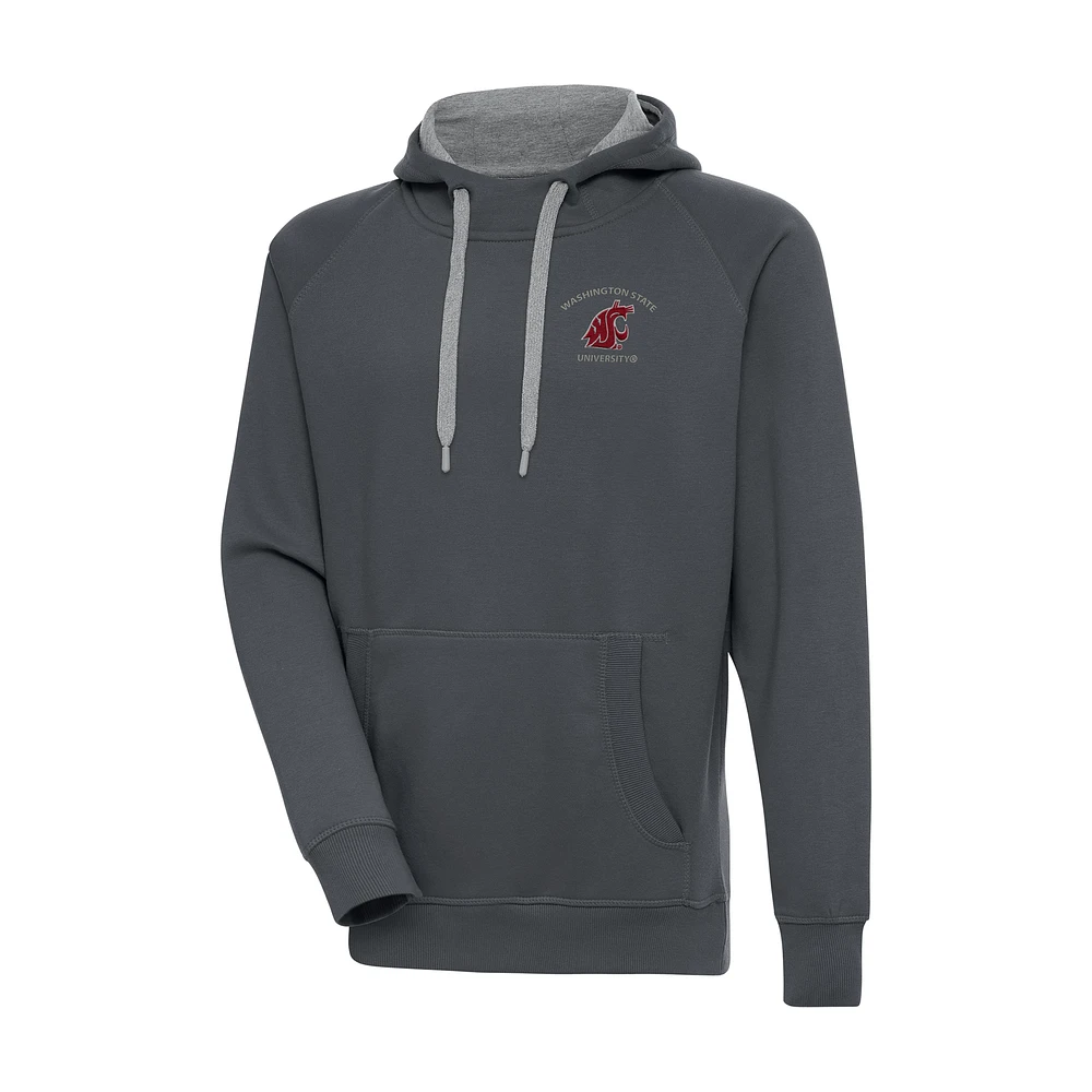Men's Antigua Charcoal Washington State Cougars Big & Tall Victory Raglan Pullover Hoodie
