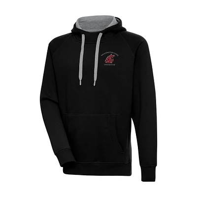 Men's Antigua Black Washington State Cougars Big & Tall Victory Raglan Pullover Hoodie