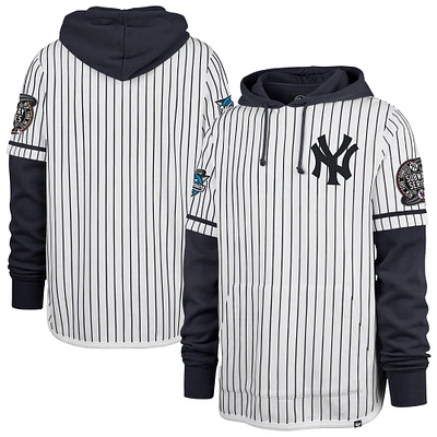 Men's '47 White New York Yankees 2000 World Series Winning Stripes Shortstop Pullover Hoodie