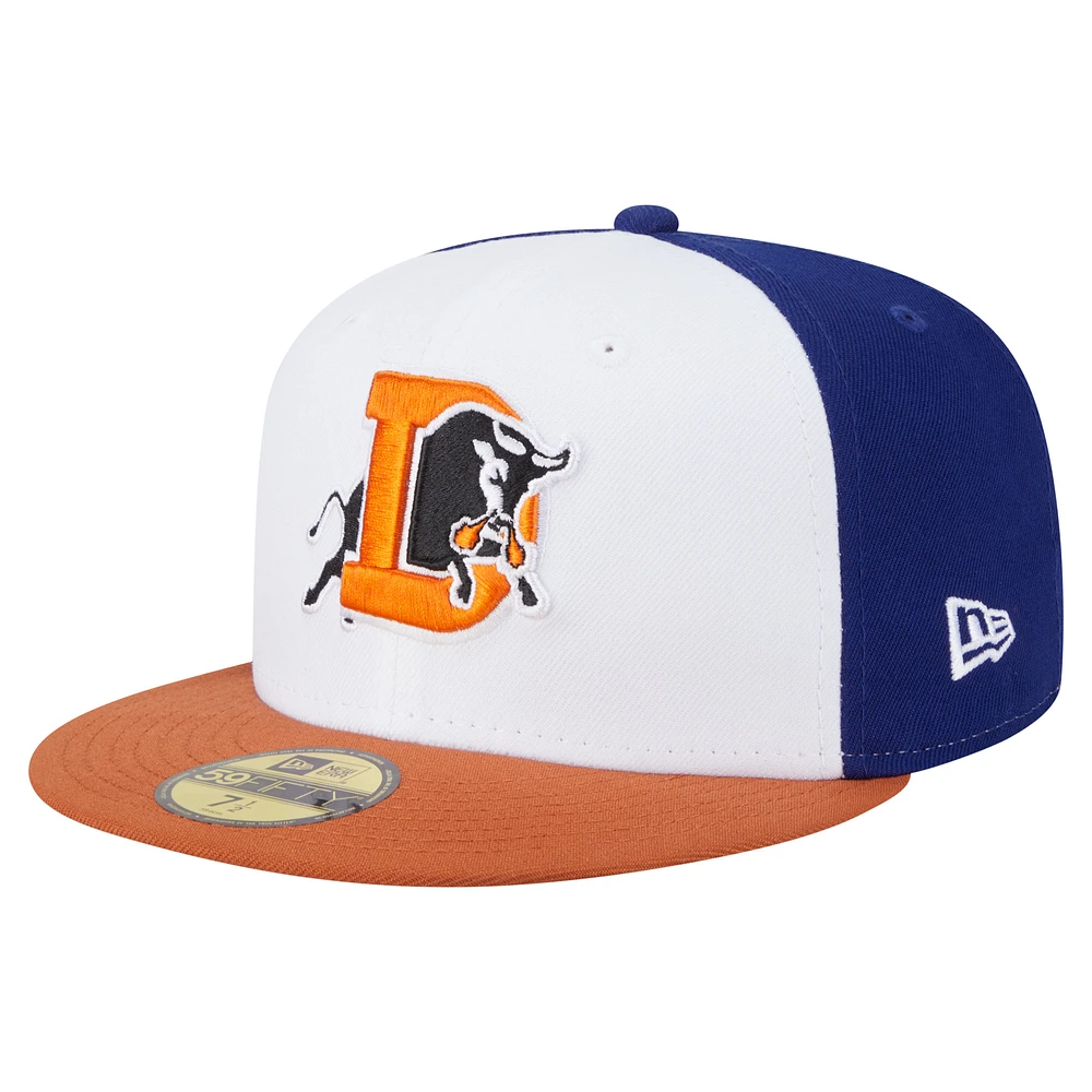 Men's New Era White/Orange Durham Bulls Authentic Collection 59FIFTY Fitted Hat