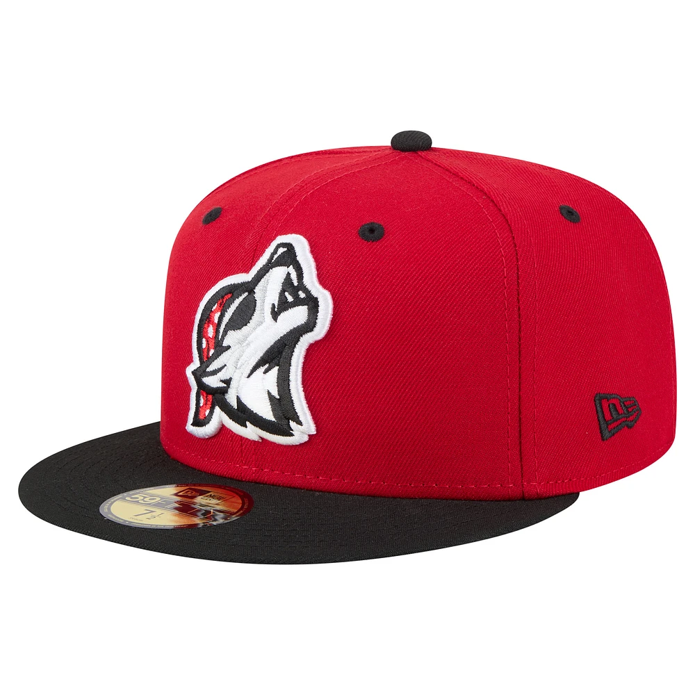 Men's New Era Red/Black Erie SeaWolves Authentic Collection 59FIFTY Fitted Hat