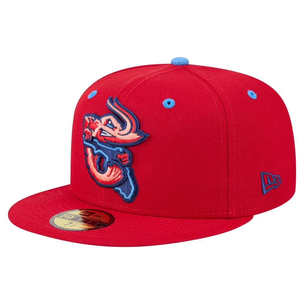 Men's New Era Red Jacksonville Jumbo Shrimp Authentic Collection 59FIFTY Fitted Hat