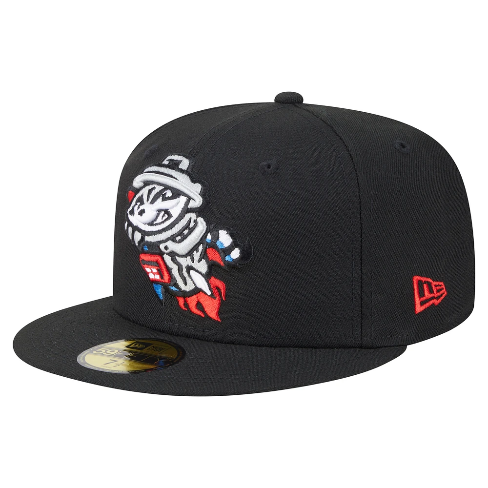 Men's New Era Black Rocket City Trash Pandas Authentic Collection 59FIFTY Fitted Hat
