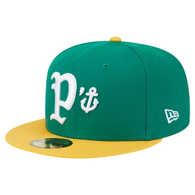 Men's New Era Green/Yellow Stockton Ports Authentic Collection 59FIFTY Fitted Hat