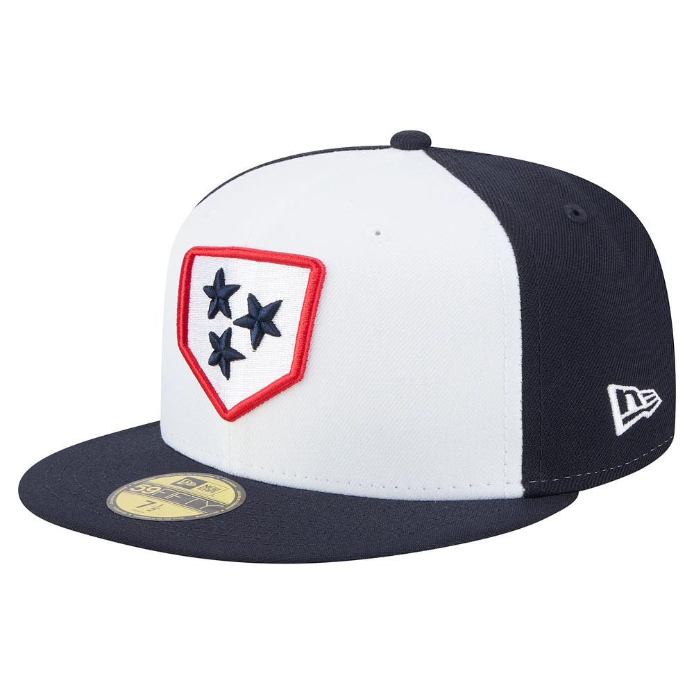Men's New Era White/Black Nashville Sounds Authentic Collection 59FIFTY Fitted Hat