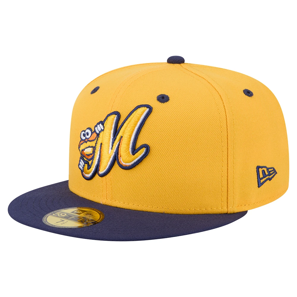 Men's New Era Gold/Navy Montgomery Biscuits Authentic Collection 59FIFTY Fitted Hat