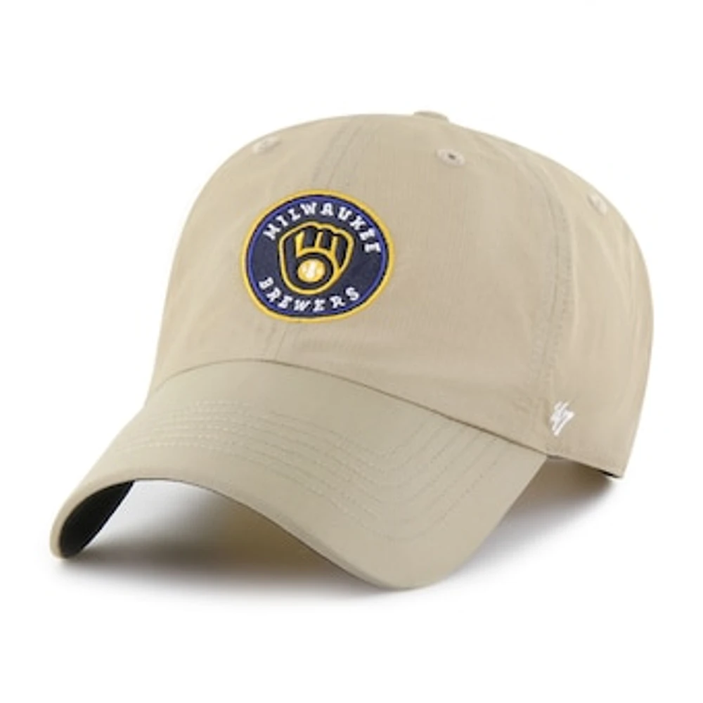 Men's '47 Khaki Milwaukee Brewers Performance Clean Up Adjustable Hat
