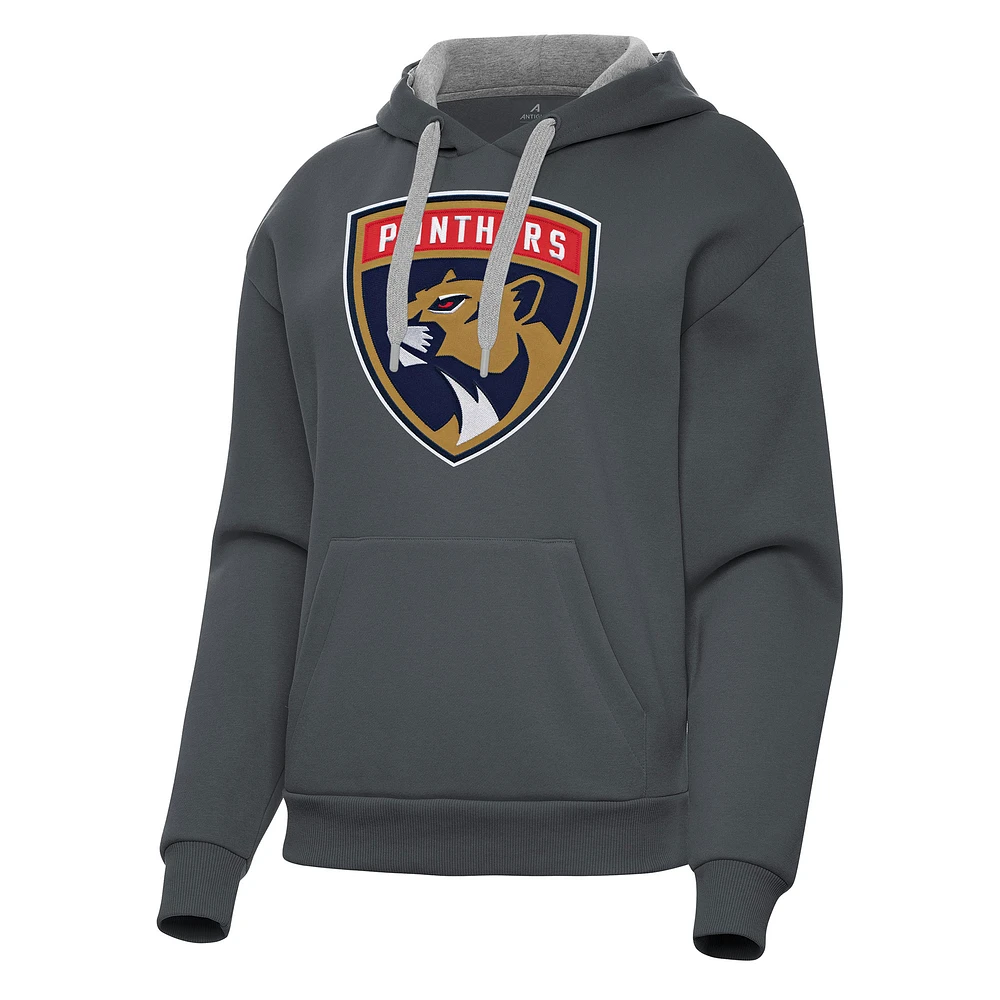 Women's Antigua Charcoal Florida Panthers Victory Pullover Hoodie