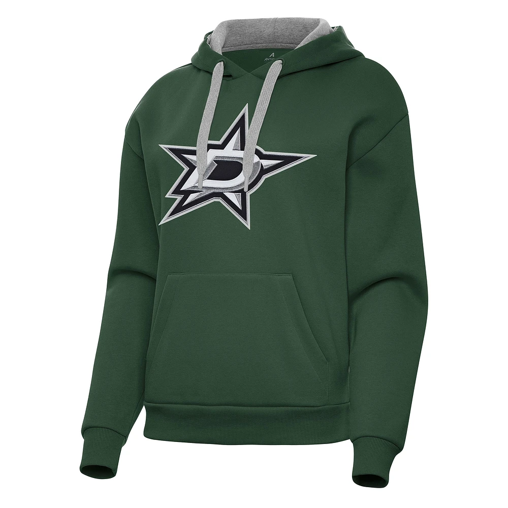 Women's Antigua Hunter Green Dallas Stars Victory Pullover Hoodie