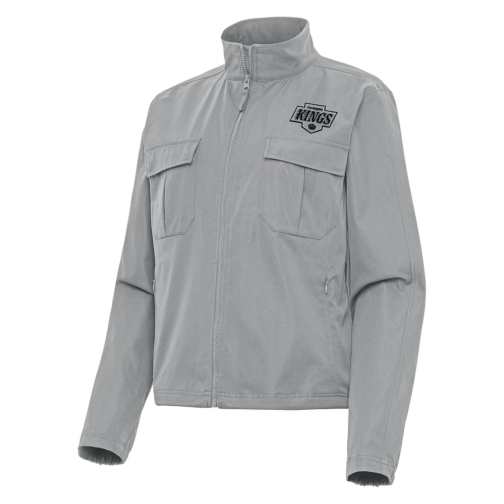 Women's Antigua Gray Los Angeles Kings Even Par Full-Zip Jacket