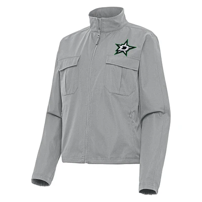 Women's Antigua Gray Dallas Stars Even Par Full-Zip Jacket