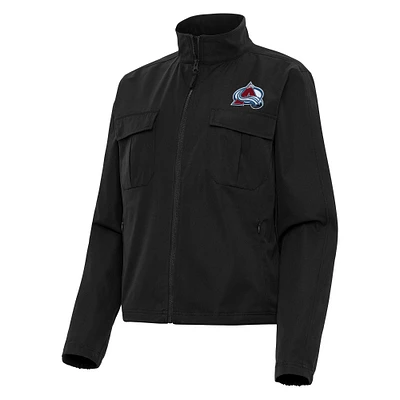 Women's Antigua Black Colorado Avalanche Even Par Full-Zip Jacket