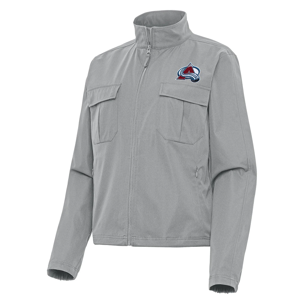 Women's Antigua Gray Colorado Avalanche Even Par Full-Zip Jacket