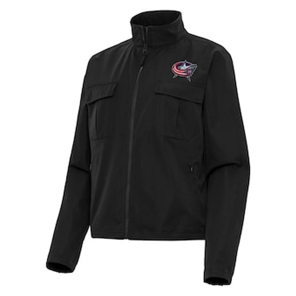 Women's Antigua Black Columbus Blue Jackets Even Par Full-Zip Jacket