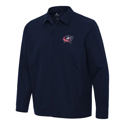 Men's Antigua Navy Columbus Blue Jackets Pivot Full-Zip Jacket