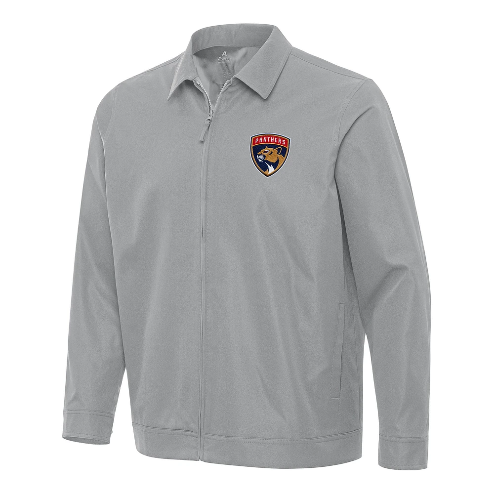 Men's Antigua Gray Florida Panthers Pivot Full-Zip Jacket