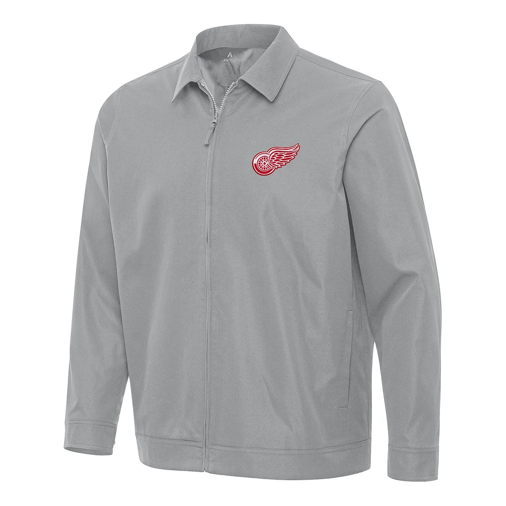 Men's Antigua Gray Detroit Red Wings Pivot Full-Zip Jacket