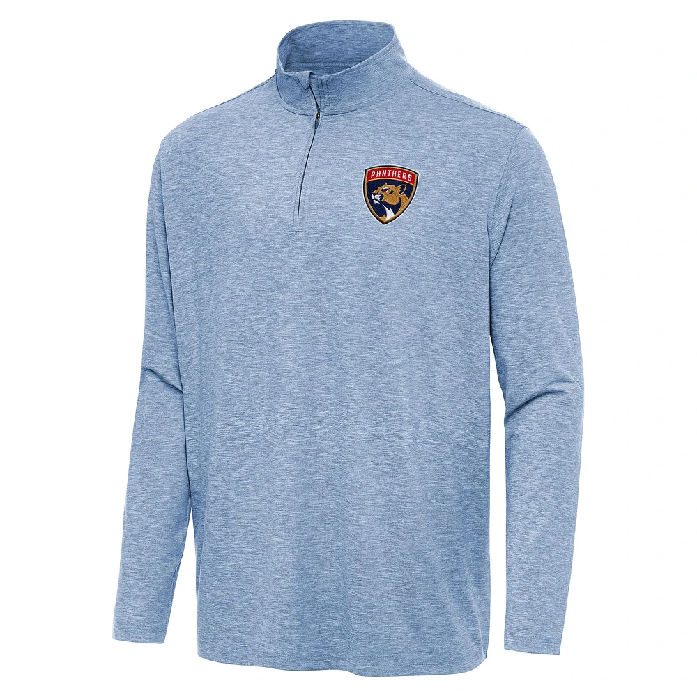 Men's Antigua Heather Aqua Florida Panthers Hunk Quarter-Zip Top