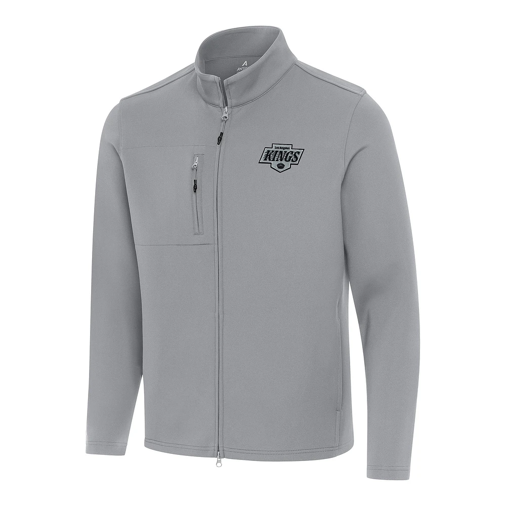 Men's Antigua Los Angeles Kings Objection Double-Peached Full-Zip Jacket