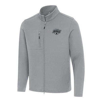 Men's Antigua Gray Los Angeles Kings Objection Double-Peached Full-Zip Jacket