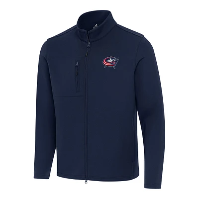 Men's Antigua Navy Columbus Blue Jackets Objection Double-Peached Full-Zip Jacket