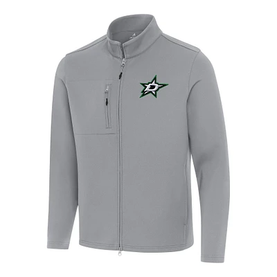 Men's Antigua Gray Dallas Stars Objection Double-Peached Full-Zip Jacket