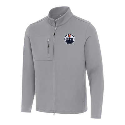 Men's Antigua Edmonton Oilers Objection Double-Peached Full-Zip Jacket