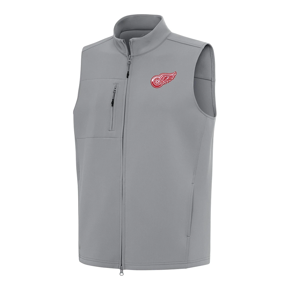Men's Antigua Gray Detroit Red Wings Demand Full-Zip Vest