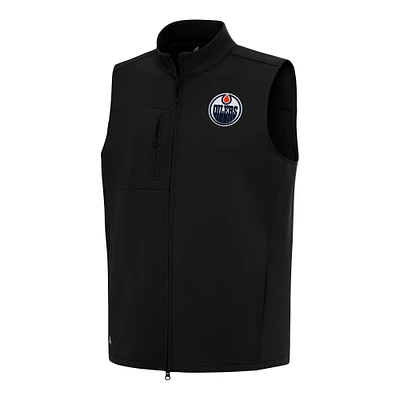 Men's Antigua Black Edmonton Oilers Demand Full-Zip Vest