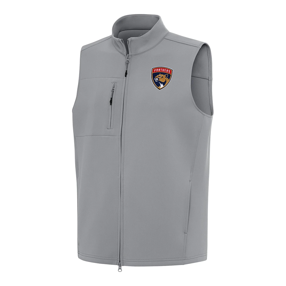 Men's Antigua Gray Florida Panthers Demand Full-Zip Vest