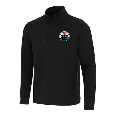 Men's Antigua Black Edmonton Oilers Insider Quarter-Zip Top