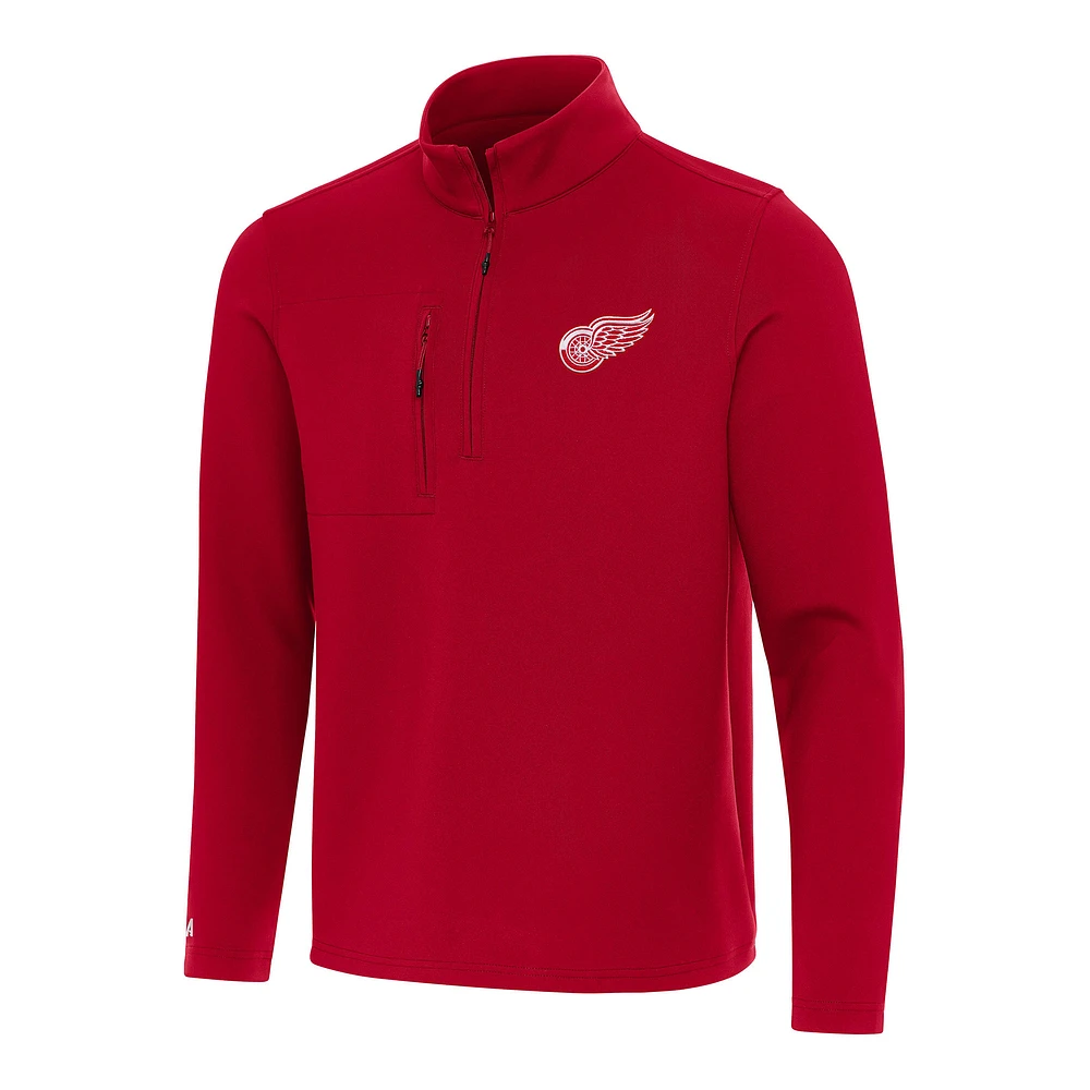 Men's Antigua Red Detroit Wings Insider Quarter-Zip Top